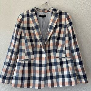 Talbots Women's Plaid Lined‎ Blazer Size 6P One Button Classic Preppy Academia